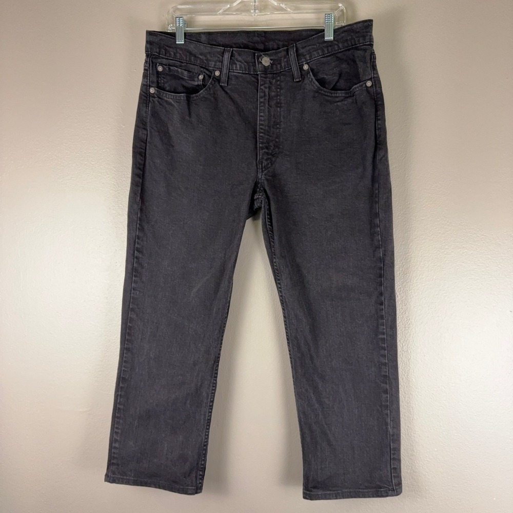 Levis 514 Straight Fit Black Jeans Mens 36x24 Hemmed Short Inseam Denim